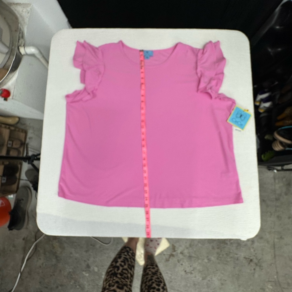 CeCe valentine Pink Ruffle Sleeve Blouse NWT - Picture 6 of 7